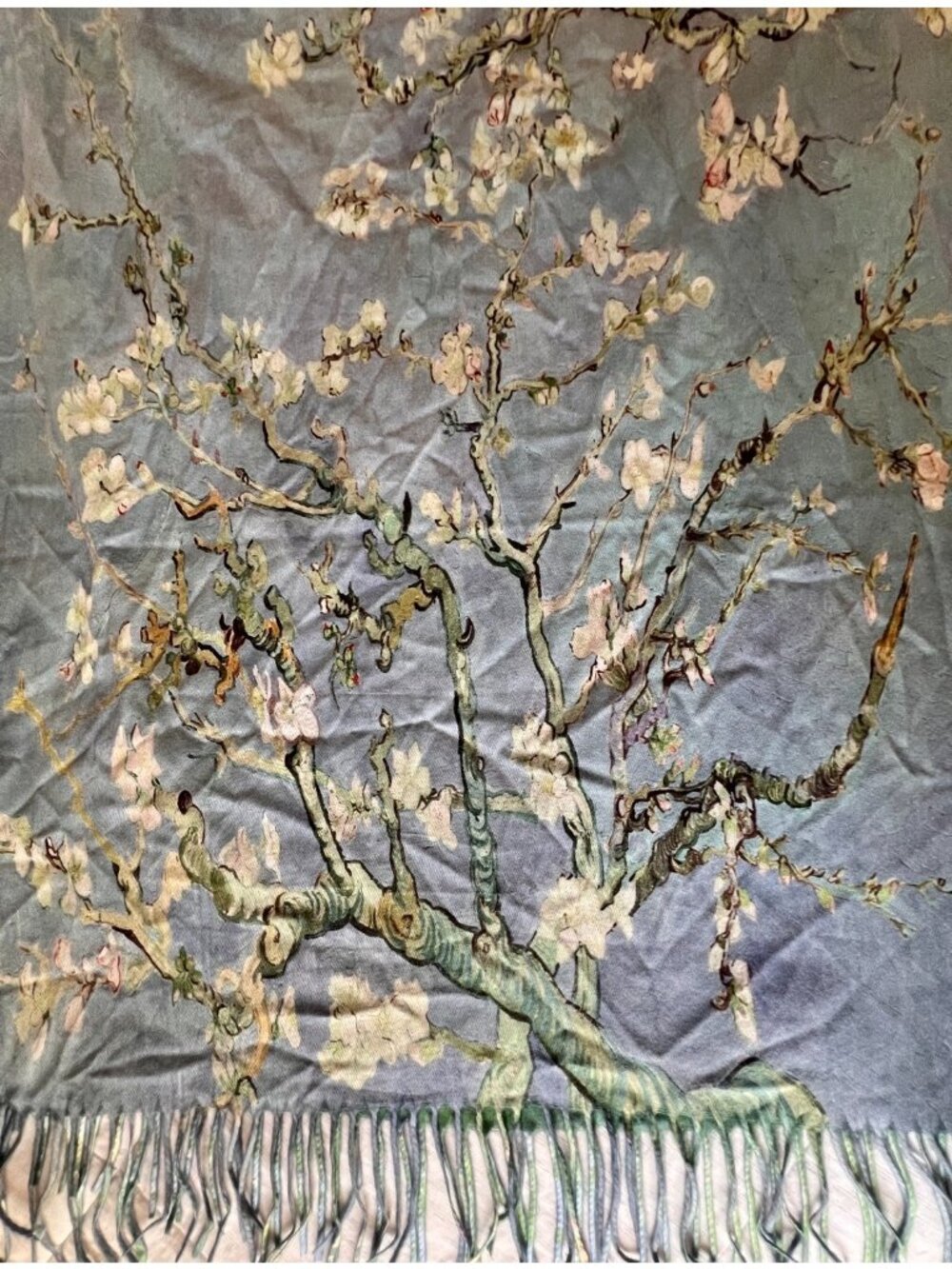 Reversible Fringed Shawl Wrap Van Gogh Almond Blossoms & Monet Water Lilies NWT - Picture 9 of 16